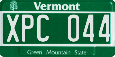 VT license plate XPC044