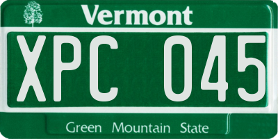 VT license plate XPC045