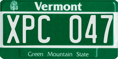 VT license plate XPC047