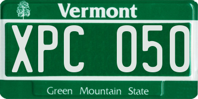 VT license plate XPC050