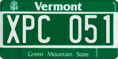VT license plate XPC051