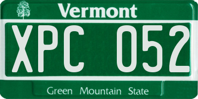 VT license plate XPC052