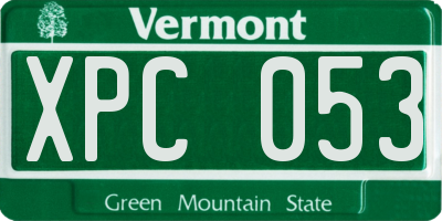 VT license plate XPC053