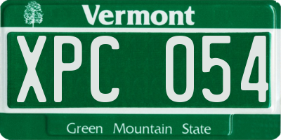 VT license plate XPC054
