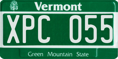 VT license plate XPC055