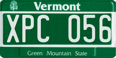 VT license plate XPC056