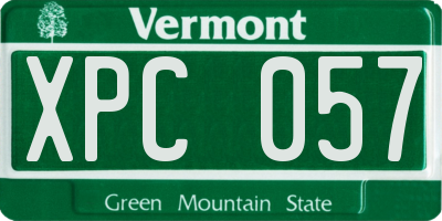 VT license plate XPC057