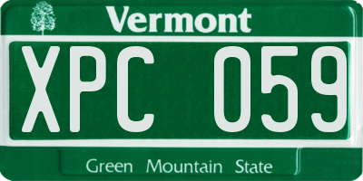 VT license plate XPC059