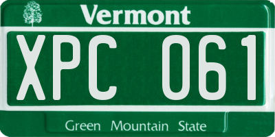 VT license plate XPC061