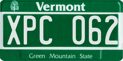 VT license plate XPC062