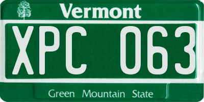VT license plate XPC063