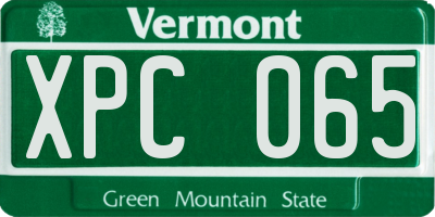 VT license plate XPC065