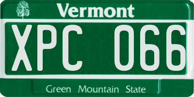 VT license plate XPC066