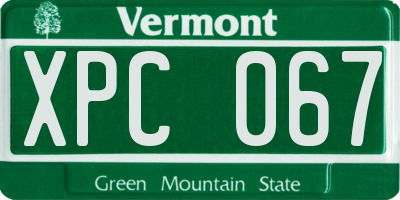 VT license plate XPC067