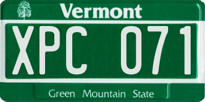 VT license plate XPC071