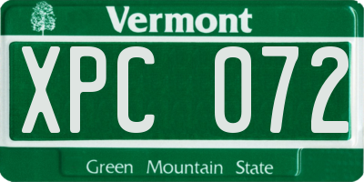 VT license plate XPC072