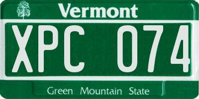 VT license plate XPC074
