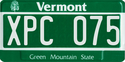 VT license plate XPC075