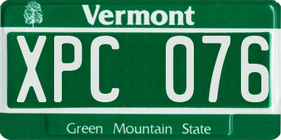 VT license plate XPC076