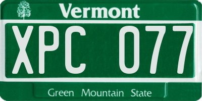VT license plate XPC077