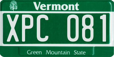 VT license plate XPC081
