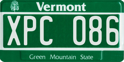 VT license plate XPC086