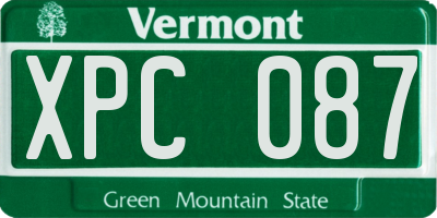 VT license plate XPC087