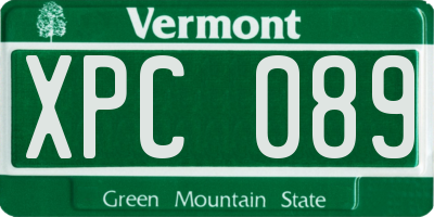 VT license plate XPC089