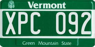 VT license plate XPC092