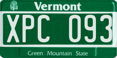 VT license plate XPC093