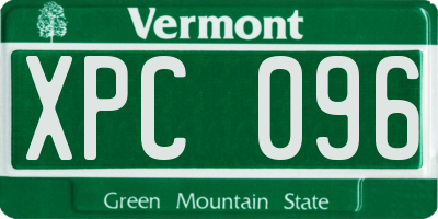 VT license plate XPC096