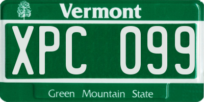 VT license plate XPC099