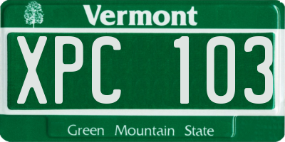 VT license plate XPC103