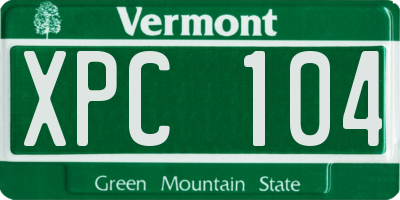 VT license plate XPC104