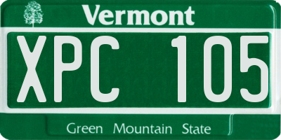 VT license plate XPC105