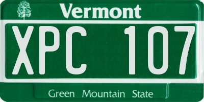 VT license plate XPC107