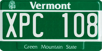 VT license plate XPC108