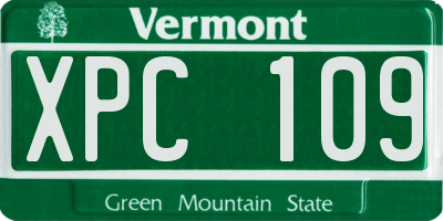 VT license plate XPC109