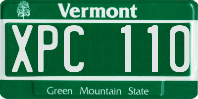 VT license plate XPC110