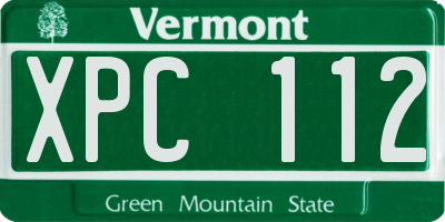 VT license plate XPC112
