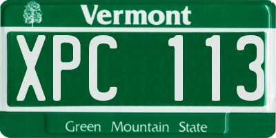 VT license plate XPC113