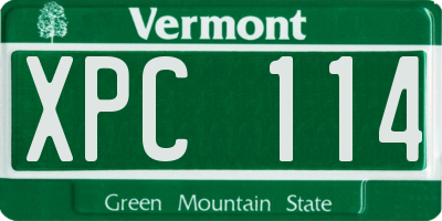 VT license plate XPC114