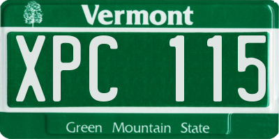 VT license plate XPC115