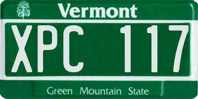 VT license plate XPC117