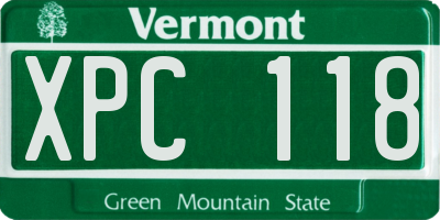 VT license plate XPC118
