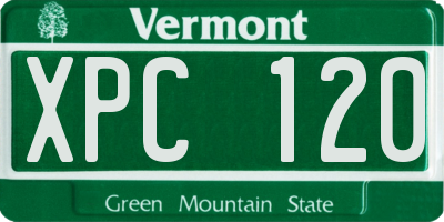 VT license plate XPC120