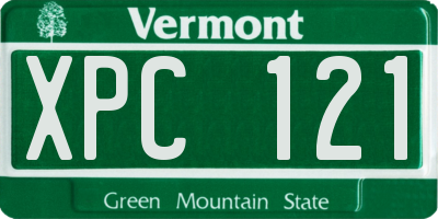 VT license plate XPC121