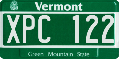 VT license plate XPC122