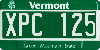 VT license plate XPC125