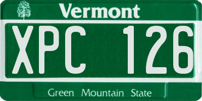 VT license plate XPC126